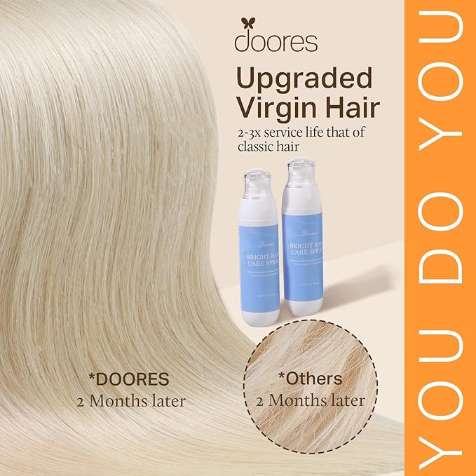 DOORES Hair Extensions Real Human Hair Clip in, Platinum Blonde 18 Inch 150g 9pcs, Remy Hair Extensions Clip in Human Hair Human Hair Extensions Clip ins Silky Straight Thick Real Hair