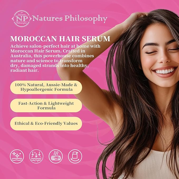 NP NATURES PHILOSOPHY Moroccan Argan Oil & Eyelash Growth Serum Set, Peptide-Infused Lash Serum Prostaglandin-Free, Deep Nourishment Anti-Frizz Shine Hair Product, Aussie Hair Care for All Hair Types