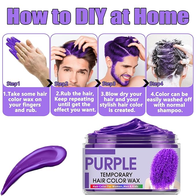 6 Color Temporary Hair Color Wax,Christmas Gifts,Stocking Stuffers for Kids, Blue Green Purple Pink Orange Red Hair Dye Natural Instant Hair Wax Color,DIY Temporary Hair Color for Kids Teens Women Men
