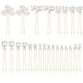 24 Pieces Pearl Crystal Bridal Hair Pins Handmade Pearl Bridal Hair Accessories Pearls Wedding Hair-Pins for Brides Women Girls
