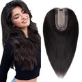 SEGO Real Human Hair Topper for Women, No Bangs Hair Topper with Anti-Slip Clips (14 Inches 1B Natural black)