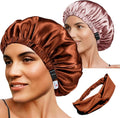 Hair Bonnets 3Pcs Satin Bonnet For Sleeping Silky Bonnets Womens Silk Bonnet Night Caps Curly Hair Sleep Cap For Women