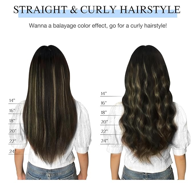 DOORES Remy Human Hair Extensions Clip in, Medium Brown Highlighted Dirty Blonde 16 Inch 7pcs 120g, Clip in Hair Extensions Real Natural Hair Extensions Straight Thick