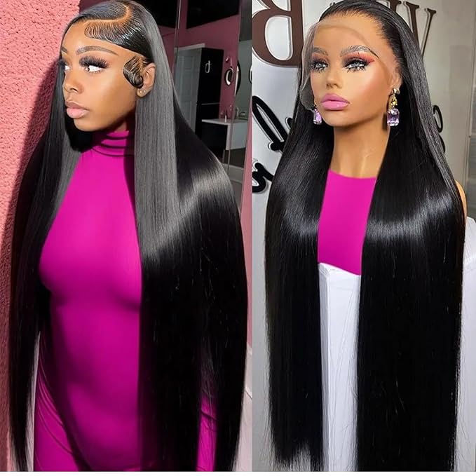 Hermosa 220% Density 30 inch HD Transparent 13x4 Lace Front Wigs Human Hair Pre Plucked 12A Glueless Straight Lace Frontal Human Hair Wig for Black Women