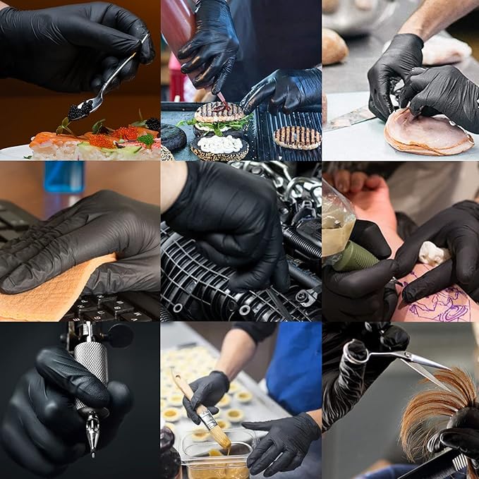 Nitrile Food Safe Disposable Exam Gloves Latex Free Powder Free Non-Sterile Cooking Cleaning 3 Mil