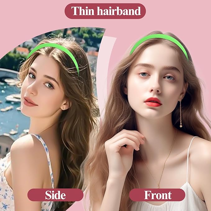 12 Pcs Thin Headband for Women,Skinny Headbands,Thin Hair Bands for Women's Hair,No Headache Headband Pressure Slip Fabric Narrow Gentle,Slim Ouchless,for Girl Head Hairs Accessories (Multicolor)