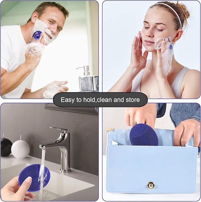 INNERNEED Silicone Face Cleansing Scrubber, Exfoliating Scrub Manual Handheld Facial Brush Blackhead Remover, Food-Grade Soft Bristle (Pack of 4)