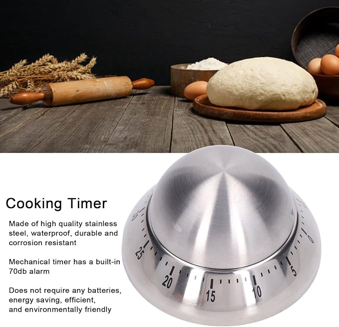 Cooking Timer Mechanical Waterproof Durable Corrosion Resistant Accurate Timing Reminder for Hair Color Processing,Kitchen Timer, Cooking, Baking, Kitchen Timer, Cooking Timer Mechanical Waterpr