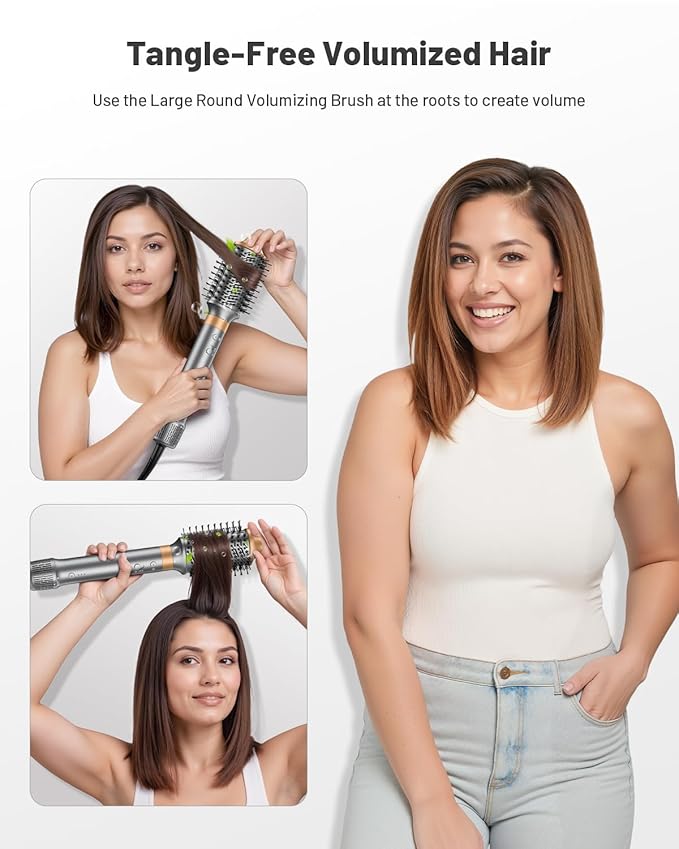 6 in 1 Hot Air Styler & Hair Styler- High-Speed Hair Dryer Brush, Fast Drying Blow Dryer Brush No Heat Damage Multi-Styler Auto Wrap Curlers for Volumizing Curl Straighten Frizz-Free with Travel Bag