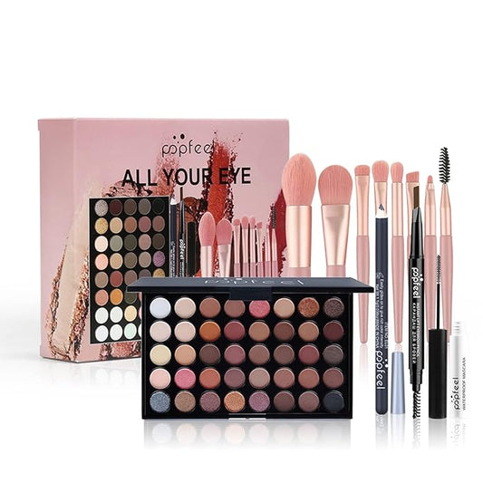 Makeup Kit for Women, Eyeshadow Makeup Gift Set for Teen Girls, Eyebrow Eye Shadow Makeup Kit with 40 Colors Eyeshadow Palette, Mascara, Eyeliner, Eye Brow Pencil, Eye Brush