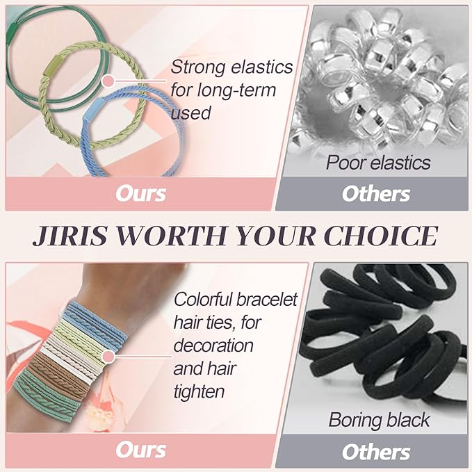 JIIRS 20PCS Boho Hair Ties,Elastic Bracelets,Elastic Hair Ties, Hair Bands For Ponytails,Ponytail Holder for Thick or Thin Hair,Boho Hair Bracelets No-Damage For Daily Life, Sport, Working(Set7)
