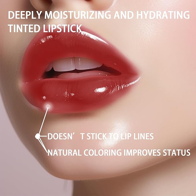 Hydrating Tined Lip Blams - Moisturizing High Pigmented Lip Blam Stick Care Plumping Glossy Finish for Dry Lips for Women