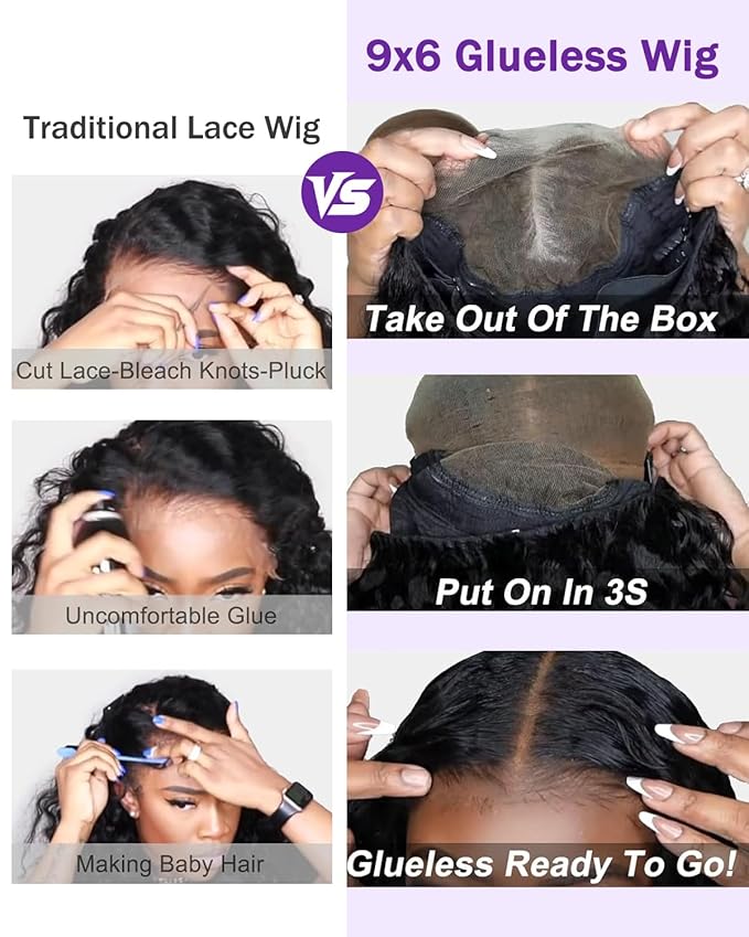 9x6 SKINLIKE Real HD Lace Closure Wig, Water Wave 180% Density 0.10mm Ultra-thin Swiss Lace Pre-plucked Bleached Small Knots With Baby Hair Glueless Wigs Human Hair Wigs 20 Inch