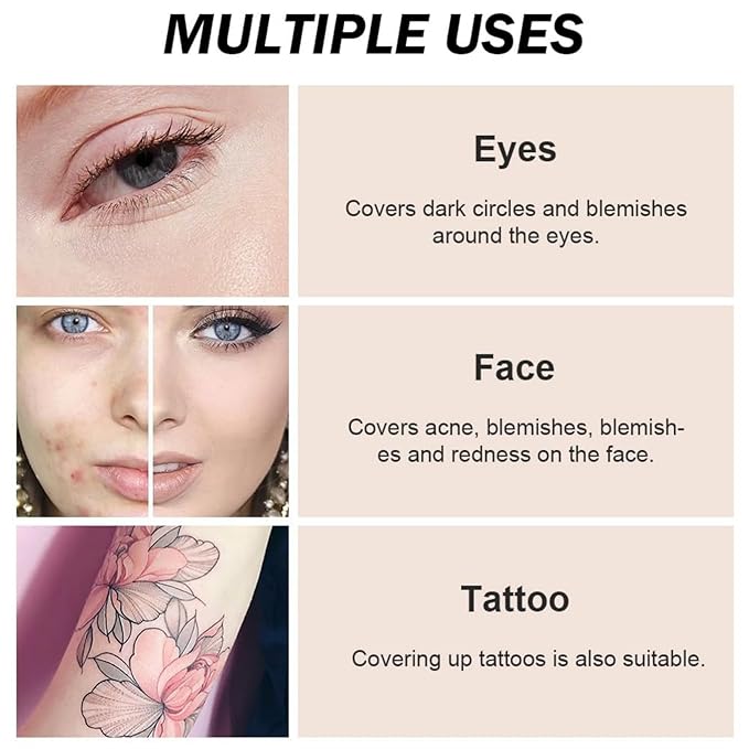 7 Color Solid Concealer Full Coverage Correcting Cream Concealer Waterproof Long-lasting Under Eye Concealer for Dark Circles Color Corrector Pro Concealer (Color 07)