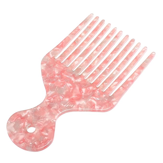 VOCOSTE Wide Tooth, Afro Hair Pick Comb, Hair Styling Tool for Men Women, Plastic, Pink, 4.8 Inch