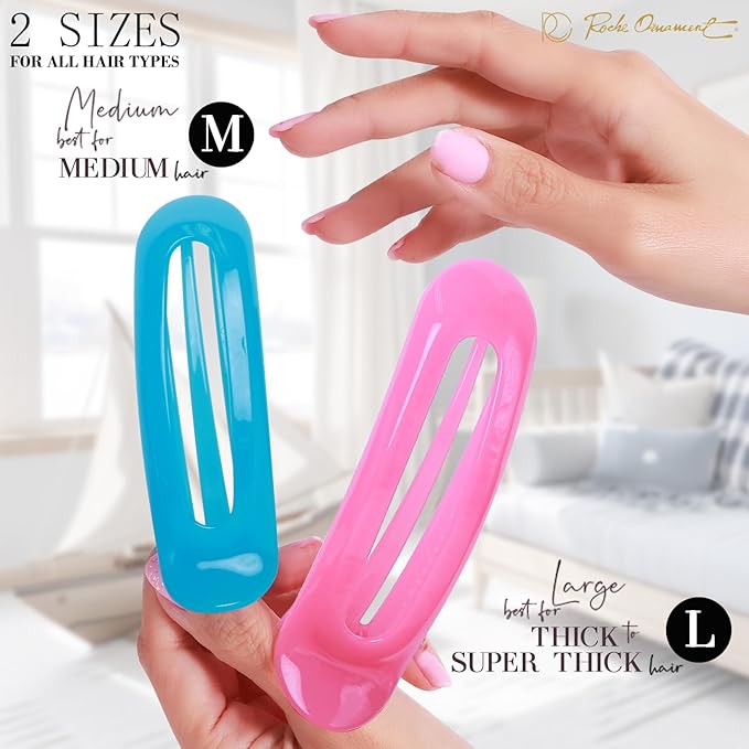 RC ROCHE 6 Pcs Flat Claw Hair Clips for Women Alligator French Barrette Long Thick Hair Duckbill Curved No Slip Grip Lay Flat Side Slide Firm Classic Styling, Medium Jelly Candy Multicolor