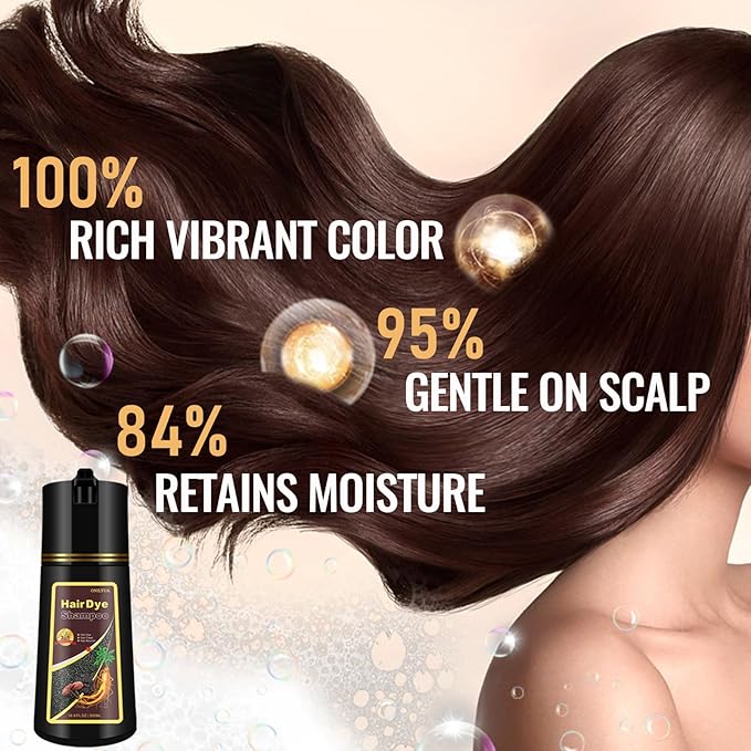 Light Brown Hair Dye Shampoo, 4 Weeks of Vibrant Color in Minutes, 3 in 1 Color Shampoo Hair Dye for Women Men, Natural Brown Coloring Shampoo for Painting Hair, Shampoo Para Canas, Herbal Formula