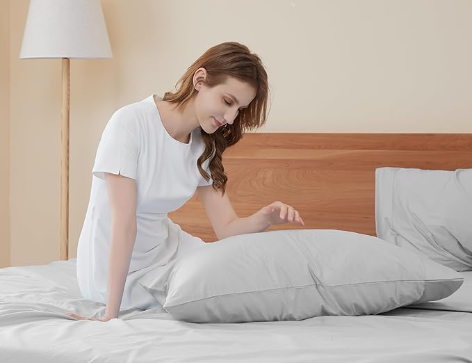 Sunflower King Pillowcases Set of 2, 100% Cotton King Pillow Cases 2, 20×40 inches Ash, Soft and Breathable