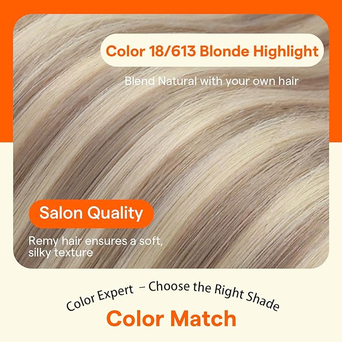 Full Shine Seamless Clip in Hair Extensions Human Hair, Highlights Blonde to Ash Blonde Real Hair Extensions Clip in, 4Pcs 20Inch 95 grams, Seamless Wefts for Thin Hair Add Volume