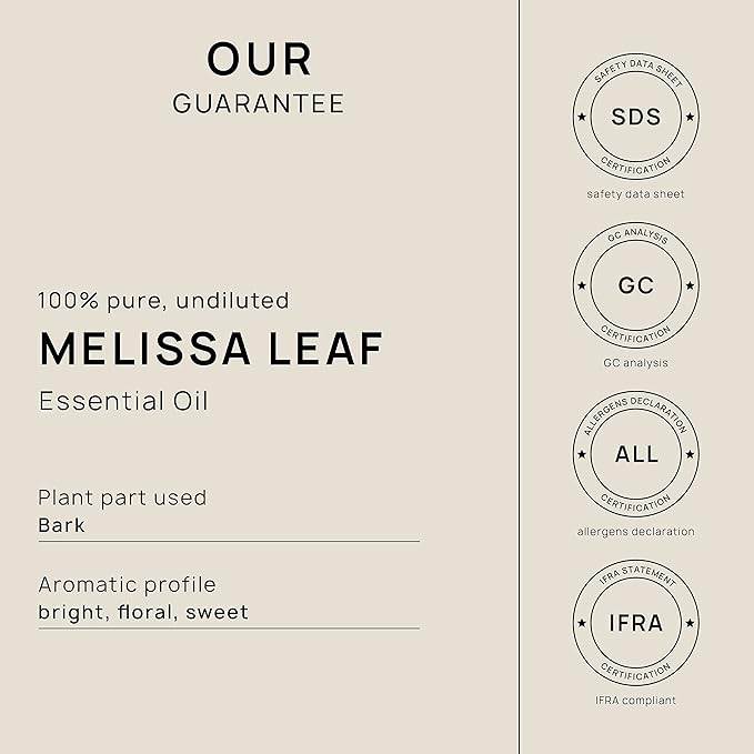 VINEVIDA Melissa Essential Oil 32 oz - Melissa Leaf Candle Oil Scent - DIY Candle Scents for Candlemaking - Bulk Oil for Soap Making