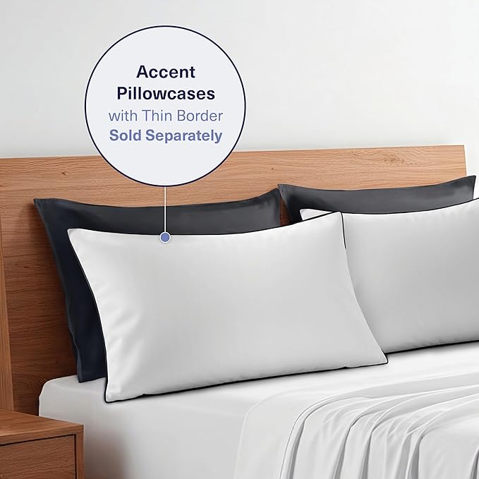Kickoff Viscose Bamboo Pillowcase, King, Set of 2, 100% Organic Hidden Zippered Viscose Bamboo Pillow Case King Size, Cooling Pillow Cover for Hot Sleepers (20"x40", Onyx Black)