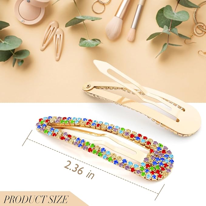 2PCS Rhinestone Hair Clips,Snap Hair Accessories,Decorative Hair Clips,Rhinestone Barrettes For Women Girls(SET4)