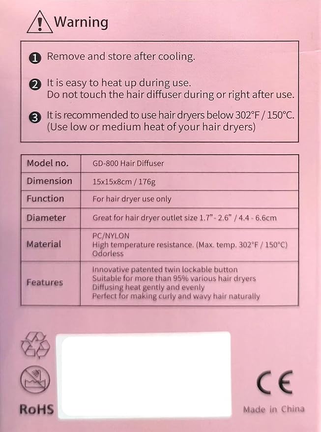 Universal Hair Diffuser “Super Sturdy” 1.7 Inch to 2.6 Inch for Natural Curly and Wavy Hair, Hair Dryer Attachment (Black Matte)