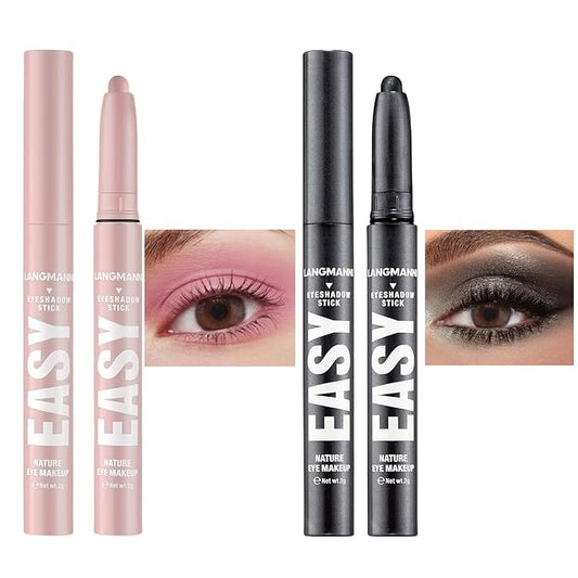 Jolilab Eyeshadow Stick Set, 2 PCS Matte Professional Bright-Colored Contouring and Highlight Stick, Cream Waterproof Long Lasting High Pigmented Eye Shadow. (2, 01+23 2pcs)