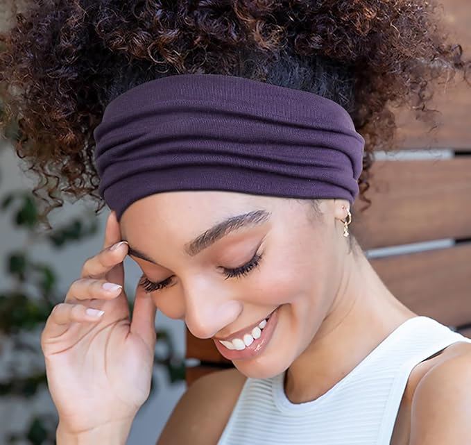 Huachi Wide Headbands for Women Non Slip, Thick Womens Headbands Boho Elastic Hair Bands for Women's Hair, Stretchy Sweat Headband for Workout Running Working