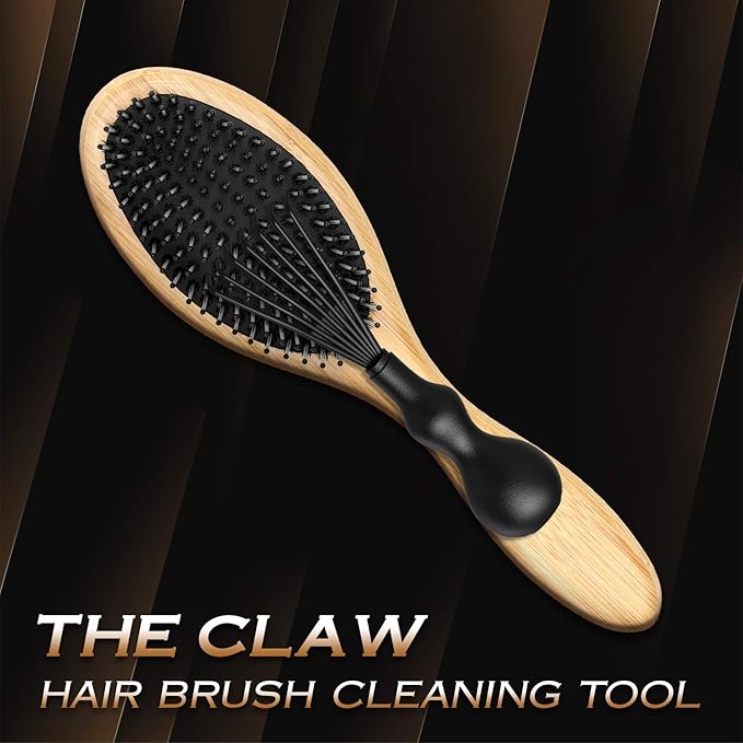 Bossman THE CLAW Hair Brush Cleaner Tool (3-Inch) – Black Cleaning Rake for Boar Bristle, Wave & Plastic Brushes and Combs – Pet Brush Cleaner