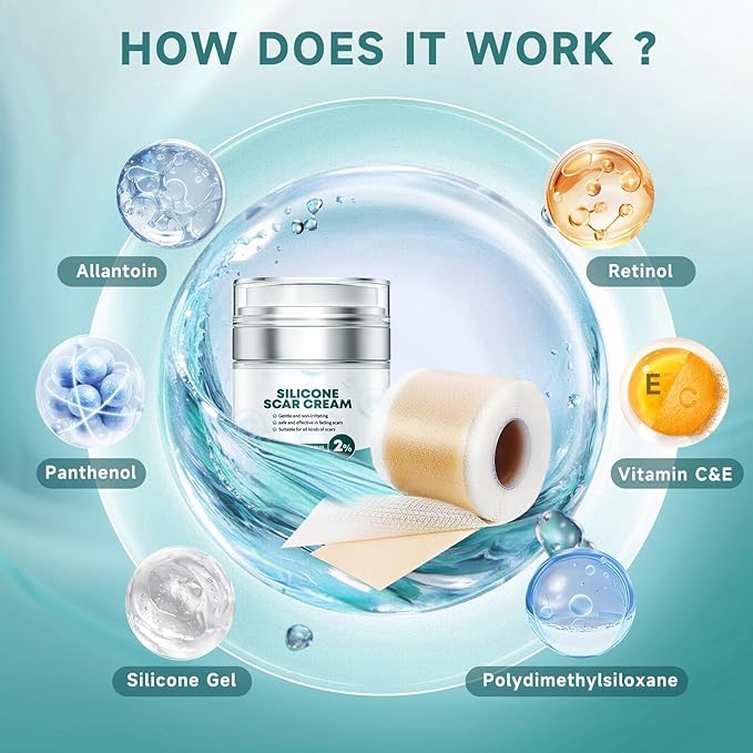 Scar Suite Bundle, Advanced Silicone Scar Cream and Scar Sheets, Advanced Scar Treatment for Surgery, Burns, and Injuries, Professional Grade Results