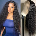 22 Inch 13x6 Deep Wave Lace Front Wigs Human Hair 250% Density 13x6 HD Lace Frontal Wigs Human Hair Pre Plucked Deep Curly Glueless Wig Brazilian Virgin Human Hair for Women Natural Color