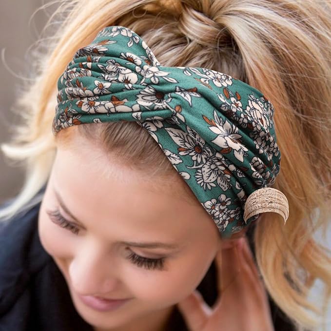DRESHOW 4 Pack Turban Headbands for Women Wide Vintage Head Wraps Knotted Cute Hair Band Accessories