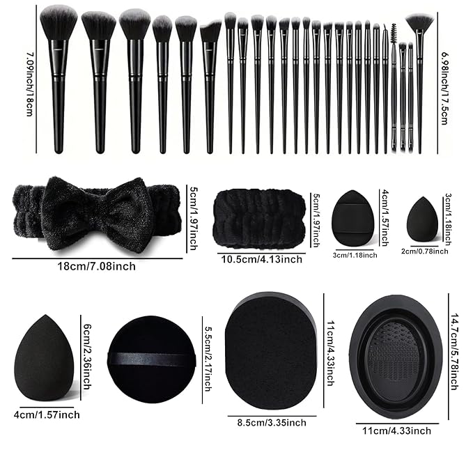 47Pcs Black Makeup Brushes Set Professional Makeup Kit Multi-functional Makeup Tool Set with Facial Makeup Accessories, Foundation Makeup Brush Kit Eye and Face Make up Brushes & Tools