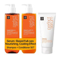Mise En Scene Perfect Serum Shampoo and Conditioner with Mise En Scene Perfect Serum Hair Treatment - For Damaged Hair, Nutrient Care With Argan Oil, Containing Jojoba-Seed-Oil For Smooth