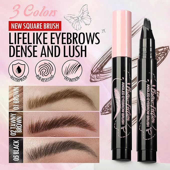 Eyebrow Pencils for Women, Liquid Microblading Eyebrow Pen with Square Angled Brush & Ultra-Fine Precision Tip – Natural Hair-Like Strokes, Waterproof, Smudge-Proof & Long-Lasting, Easy to Use (Brown)