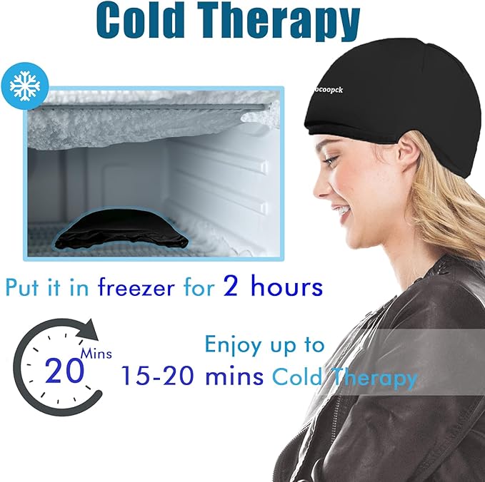 Cold Cap for Chemotherapy Patients, Chemo Care Package for Women and Men, Migraine Ice Cap, Ice Hats for Migraines, Head Cooling Pack for Headache, Cooling Hat for Stress Relief