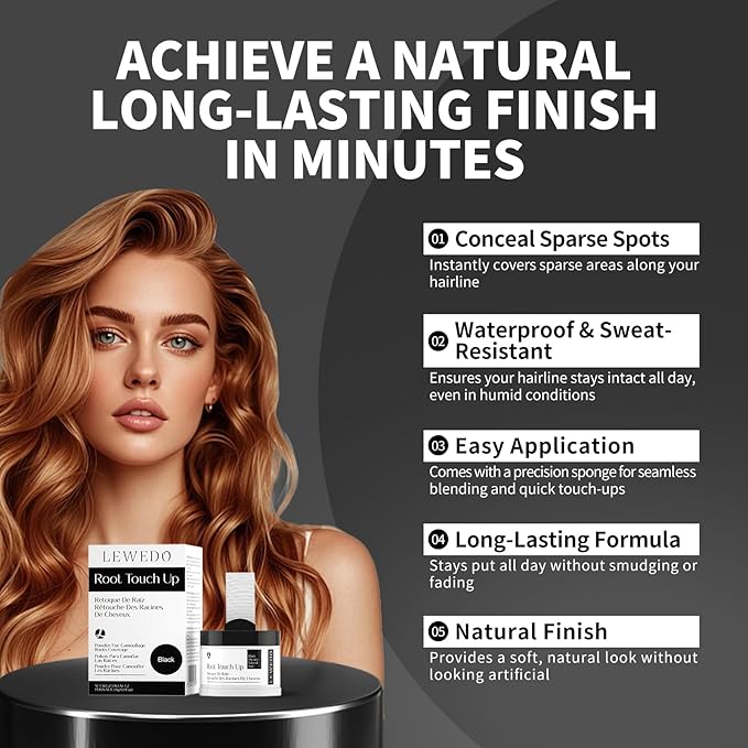 Hairline Powder 24H Stain-Proof, Root Touch Up Hair Color for Gray Coverage,Bald Spot Concealing Hair Shadow Powder for Women & Men,Natural-Looking (Medium Brown)