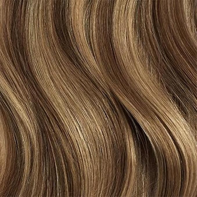 Luxy 100% Remy Human Hair – Halo Clip-In Hair Extensions –Natural Looking Volume & Length - One-Piece - Easy 5-Min Application 180 grams 20" Chestnut Brown Highlights