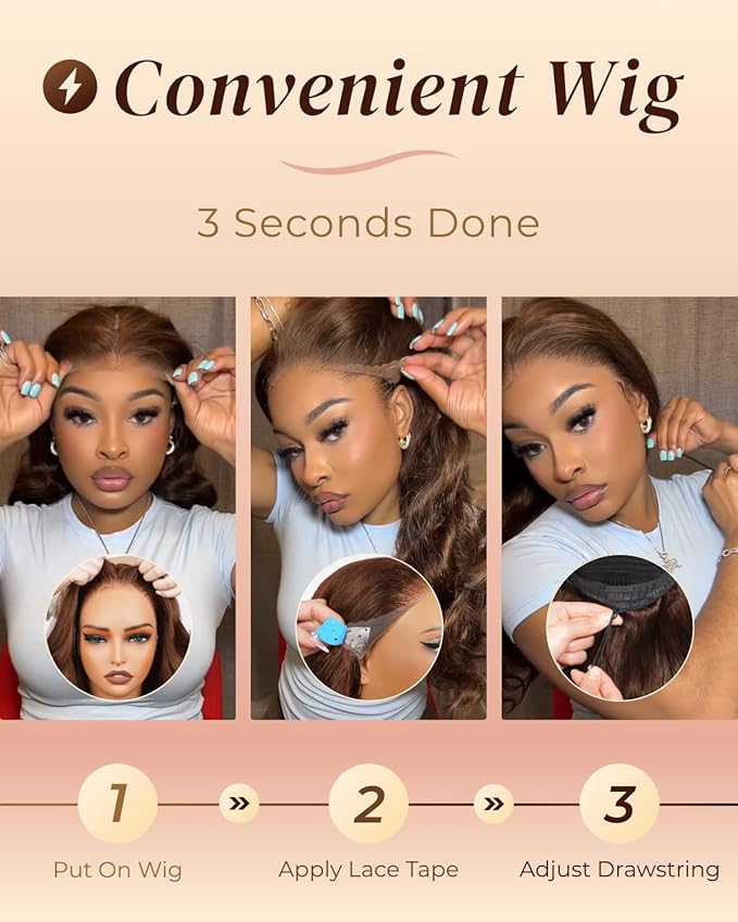 Arabella 13x6 Chocolate Brown Lace Front Wig Human Hair HD Transparent Body Wave Lace Front Wigs Human Hair Pre Plucked Glueless Frontal Brown Wig Human Hair 20 Inch