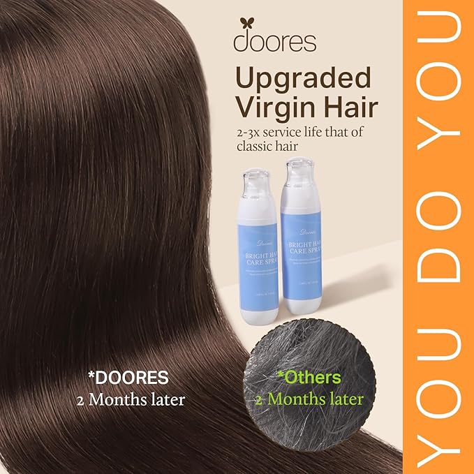 DOORES Seamless Clip-in Hair Extensions, Chocolate Brown 20 Inch 110g 7pcs, Clip-in Human Hair Extensions Straight Natural Thin Weft Invisi Edge