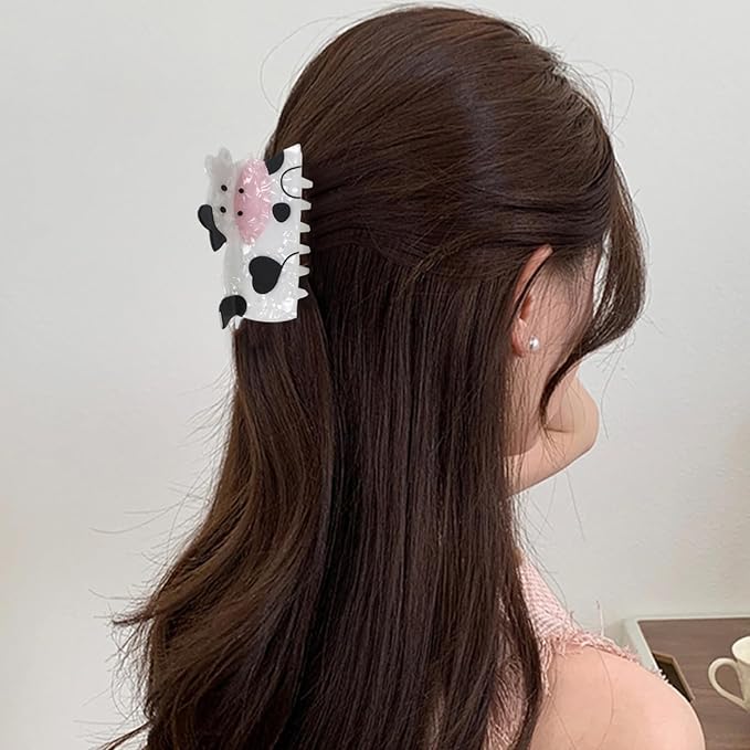 Cow Hair Clips for Women Cute Animal Hair Claw Clips Strong Hold Non-slip Cattle Hair Jaw Clip Funny Animal Hair Barrettes Fashion Daily Wear Holiday Hair Accessories Decoration for Thick Thin Hair