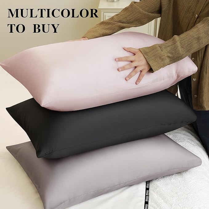 ECOSA Luxurious 30 Momme 100% Mulberry Silk Pillowcase (50x70cm) – 6A Grade Charmeuse Weave, Oeko-TEX® Certified – Frizz-Free Hair & Wrinkle-Free Skin (Light Pink)