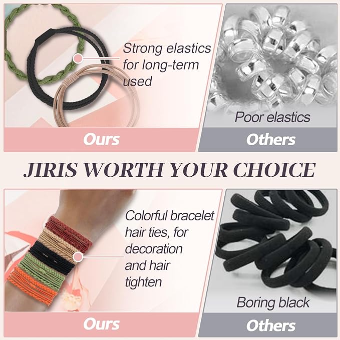 JIIRS 20PCS Boho Hair Ties,Elastic Bracelets,Elastic Hair Ties, Hair Bands For Ponytails,Ponytail Holder for Thick or Thin Hair,Boho Hair Bracelets No-Damage For Daily Life, Sport, Working(Set8)