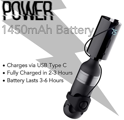 WX-3 Plus Wireless Mini Battery Pack Professional Power Supply w/Machine Mountable Smart Switch Grip, Backlit LED Digital Display, 1450mAh Capacity (RCA Connector)