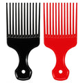 2 Pcs Hair Pick Comb Wide Tooth Lift for Hair Styling Detangling Plastic Afro Comb for Women Men (Black, Red)