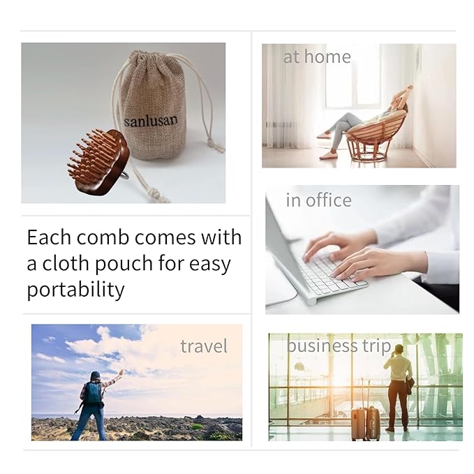 54teeth Bamboo Wood Hair Brush and Scalp Massage Comb - Fine Comb for Hair Growth