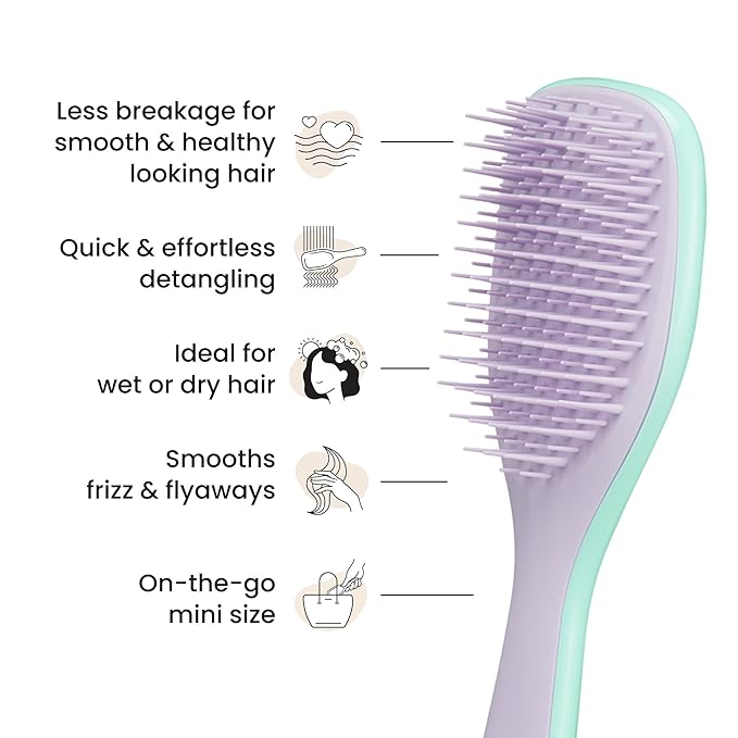 Tangle Teezer Ultimate Detangler Hairbrush, Eliminates Knots & Reduces Breakage, Mini Hair Brush for Travel, Small Hands & All Hair Types, Wisteria Leaf