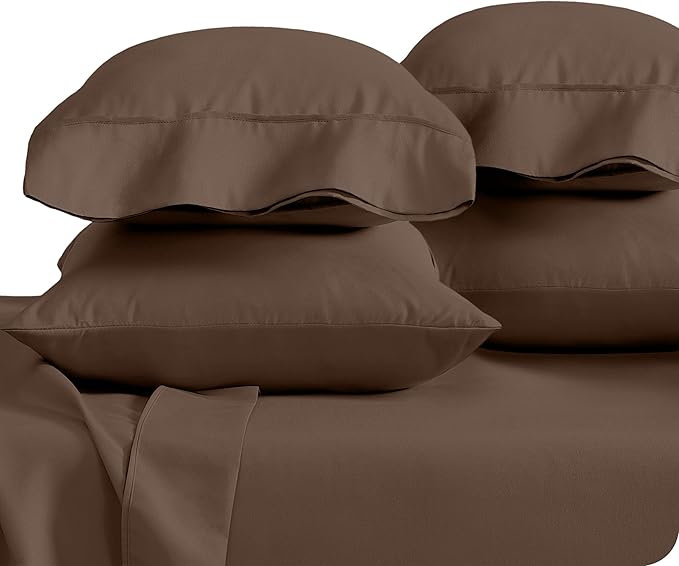 Bare Home Microfiber 4 Pack Standard/Queen Pillowcases, Cocoa, 20x30