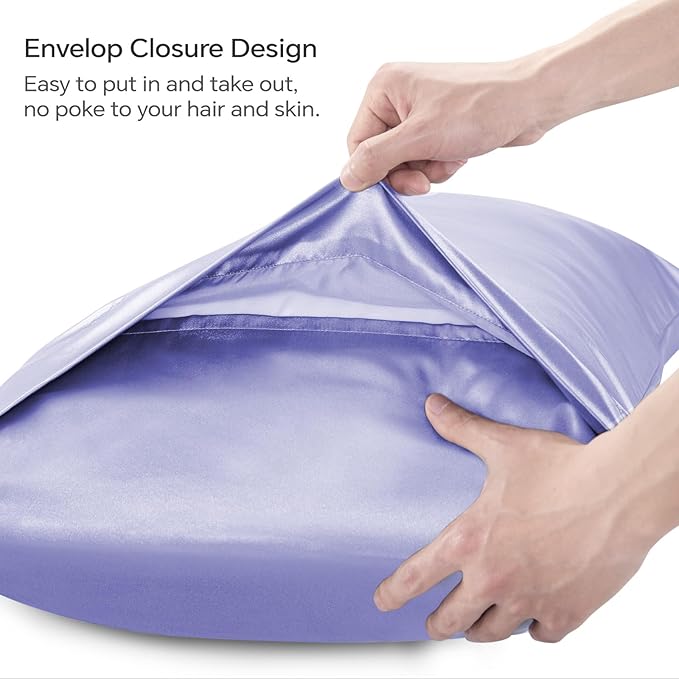 BEDELITE Satin Body Pillow Cover, Super Soft and Cooling Body Pillow Pillowcase for Hair and Skin, Breathable Silky Full Long Pillowcase Cover(20"x54", Lilac)